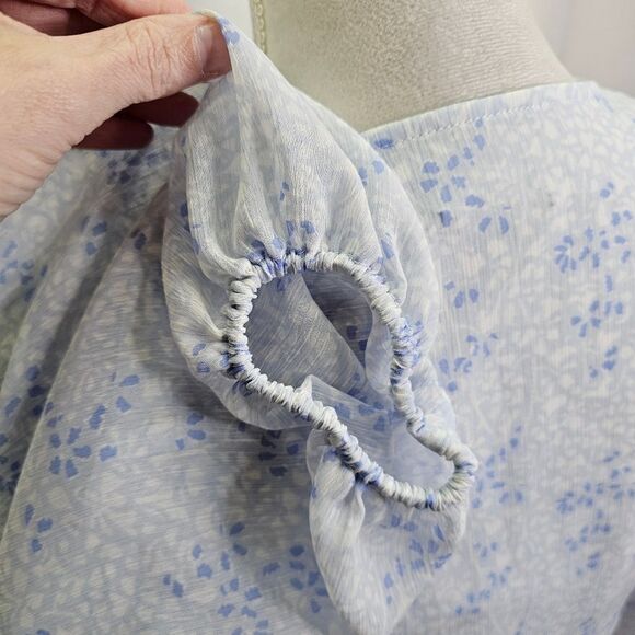 Ann Taylor Blue and Purple Floral Long Sleeve Wrap Dress Size 0 - Picture 12 of 13